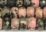 CRB5824 15 inches 4*6mm, 5*8mm, 6*10mm faceted rondelle rhodonite beads