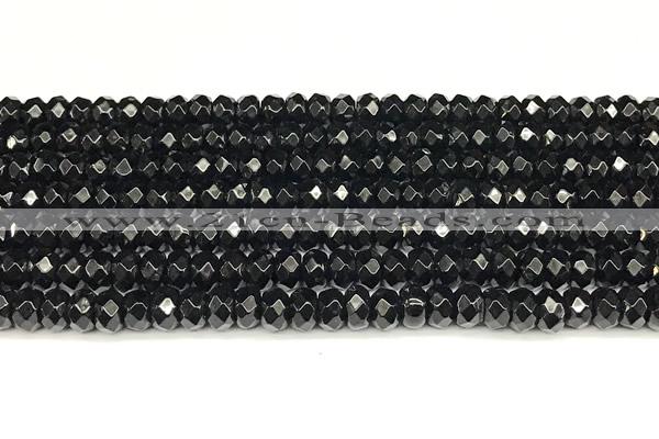 CRB5834 15 inches 4*6mm, 5*8mm faceted rondelle black agate beads