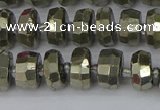 CRB597 15.5 inches 6*10mm faceted rondelle pyrite beads