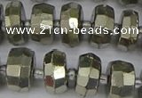 CRB598 15.5 inches 7*12mm faceted rondelle pyrite beads