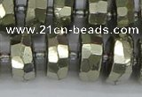 CRB600 15.5 inches 8*16mm faceted rondelle pyrite beads