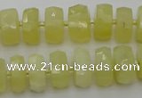 CRB607 15.5 inches 8*14mm faceted rondelle yellow opal beads