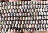 CRB6137 15 inches 4*6mm faceted rondelle leopard skin jasper beads