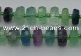 CRB614 15.5 inches 6*10mm faceted rondelle fluorite beads