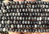 CRB6145 15 inches 4*6mm faceted rondelle silver obsidian beads