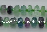 CRB615 15.5 inches 7*12mm faceted rondelle fluorite beads