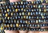 CRB6152 15 inches 4*6mm faceted rondelle yellow & blue tiger eye beads