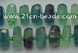 CRB616 15.5 inches 8*14mm faceted rondelle fluorite beads