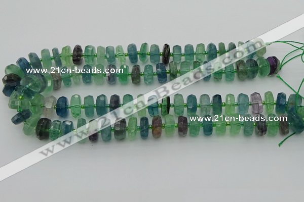 CRB616 15.5 inches 8*14mm faceted rondelle fluorite beads