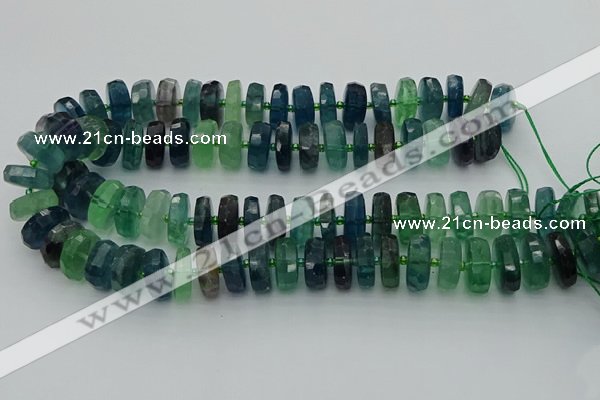 CRB618 15.5 inches 8*18mm faceted rondelle fluorite beads