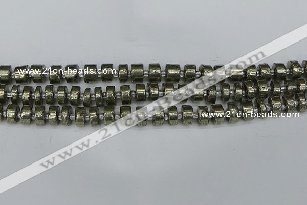 CRB625 15.5 inches 6*10mm tyre pyrite gemstone beads