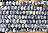 CRB6286 15 inches 5*8mm faceted rondelle blue spot stone beads