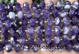 CRB6302 15 inches 6*10mm faceted rondelle dogtooth amethyst beads