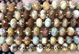 CRB6320 15 inches 6*10mm faceted rondelle crazy lace agate beads