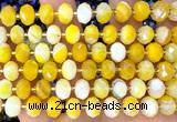 CRB6322 15 inches 6*10mm faceted rondelle yellow banded agate beads