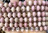 CRB6341 15 inches 6*10mm faceted rondelle pink wooden jasper beads
