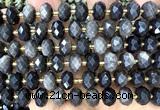 CRB6360 15 inches 6*10mm faceted rondelle silver obsidian beads