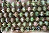 CRB6369 15 inches 6*10mm faceted rondelle unakite beads