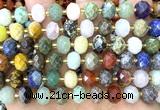 CRB6385 15 inches 6*10mm faceted rondelle colorful gemstone beads