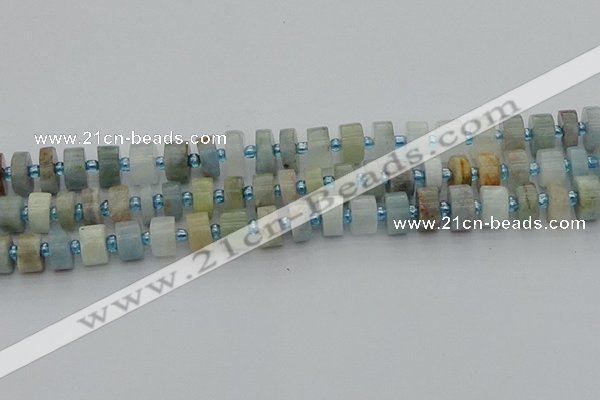 CRB646 15.5 inches 6*10mm tyre aquamarine gemstone beads