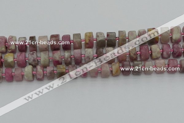 CRB659 15.5 inches 6*12mm tyre pink tourmaline gemstone beads