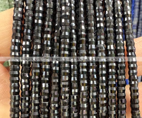 CRB6618 15 inches 2*4mm faceted heishi black obsidian beads