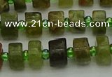 CRB664 15.5 inches 5*8mm tyre green garnet gemstone beads