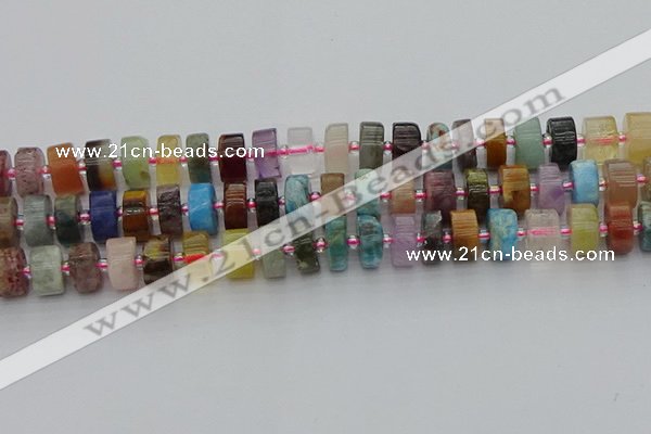 CRB673 15.5 inches 6*12mm tyre mixed gemstone beads wholesale