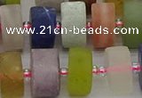 CRB683 15.5 inches 8*16mm tyre matte mixed gemstone beads