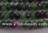 CRB725 15.5 inches 2.5*4mm faceted rondelle ruby zoisite beads