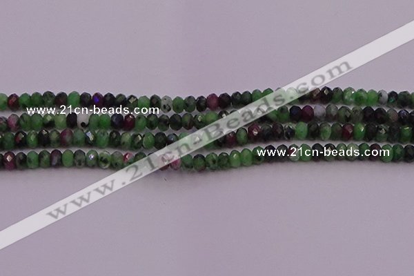 CRB725 15.5 inches 2.5*4mm faceted rondelle ruby zoisite beads