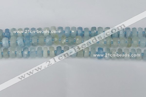 CRB802 15.5 inches 6*10mm faceted rondelle aquamarine beads