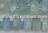 CRB803 15.5 inches 7*12mm faceted rondelle aquamarine beads