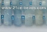 CRB804 15.5 inches 8*14mm faceted rondelle aquamarine beads