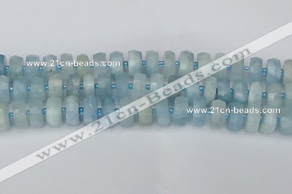 CRB805 15.5 inches 8*16mm faceted rondelle aquamarine beads