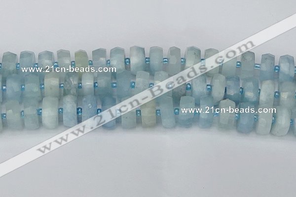 CRB806 15.5 inches 8*18mm faceted rondelle aquamarine beads