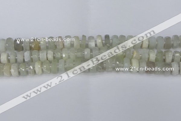 CRB810 15.5 inches 6*10mm faceted rondelle grey moonstone beads