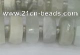 CRB812 15.5 inches 8*14mm faceted rondelle grey moonstone beads