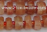 CRB818 15.5 inches 6*10mm faceted rondelle orange moonstone beads