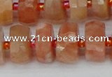 CRB819 15.5 inches 7*12mm faceted rondelle orange moonstone beads