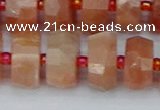 CRB820 15.5 inches 8*14mm faceted rondelle orange moonstone beads