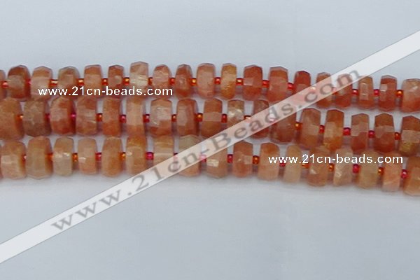 CRB820 15.5 inches 8*14mm faceted rondelle orange moonstone beads