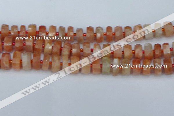 CRB821 15.5 inches 8*16mm faceted rondelle orange moonstone beads