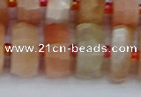 CRB822 15.5 inches 8*18mm faceted rondelle orange moonstone beads