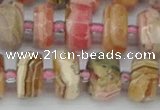 CRB835 15.5 inches 7*12mm faceted rondelle rhodochrosite beads