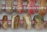 CRB836 15.5 inches 8*14mm faceted rondelle rhodochrosite beads