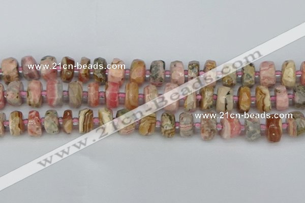 CRB836 15.5 inches 8*14mm faceted rondelle rhodochrosite beads