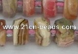 CRB838 15.5 inches 8*18mm faceted rondelle rhodochrosite beads