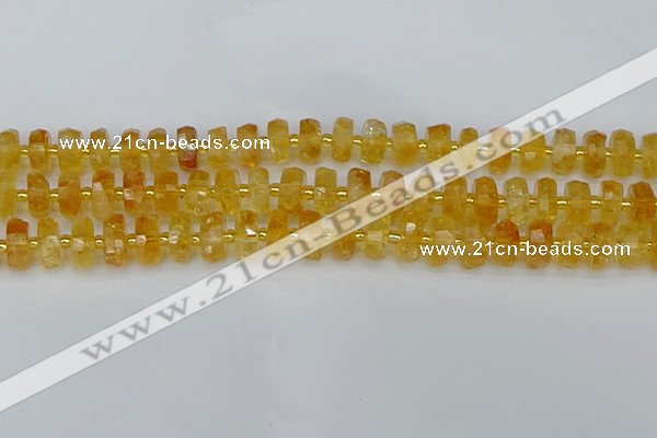 CRB842 15.5 inches 6*10mm faceted rondelle citrine beads