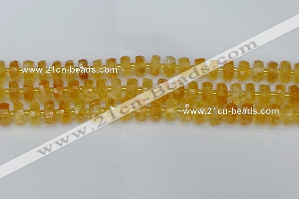 CRB843 15.5 inches 7*12mm faceted rondelle citrine beads